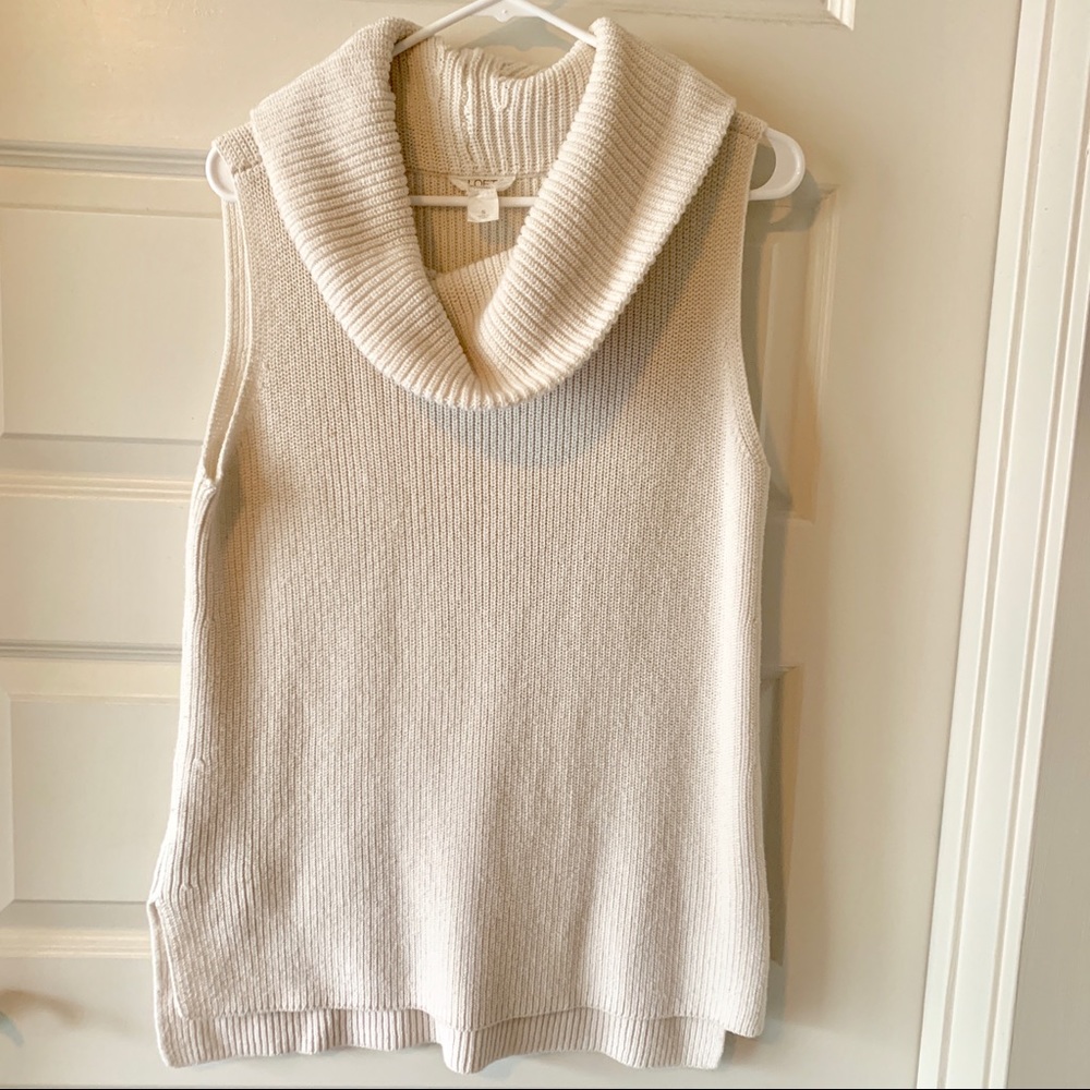 White mockneck knit sweater